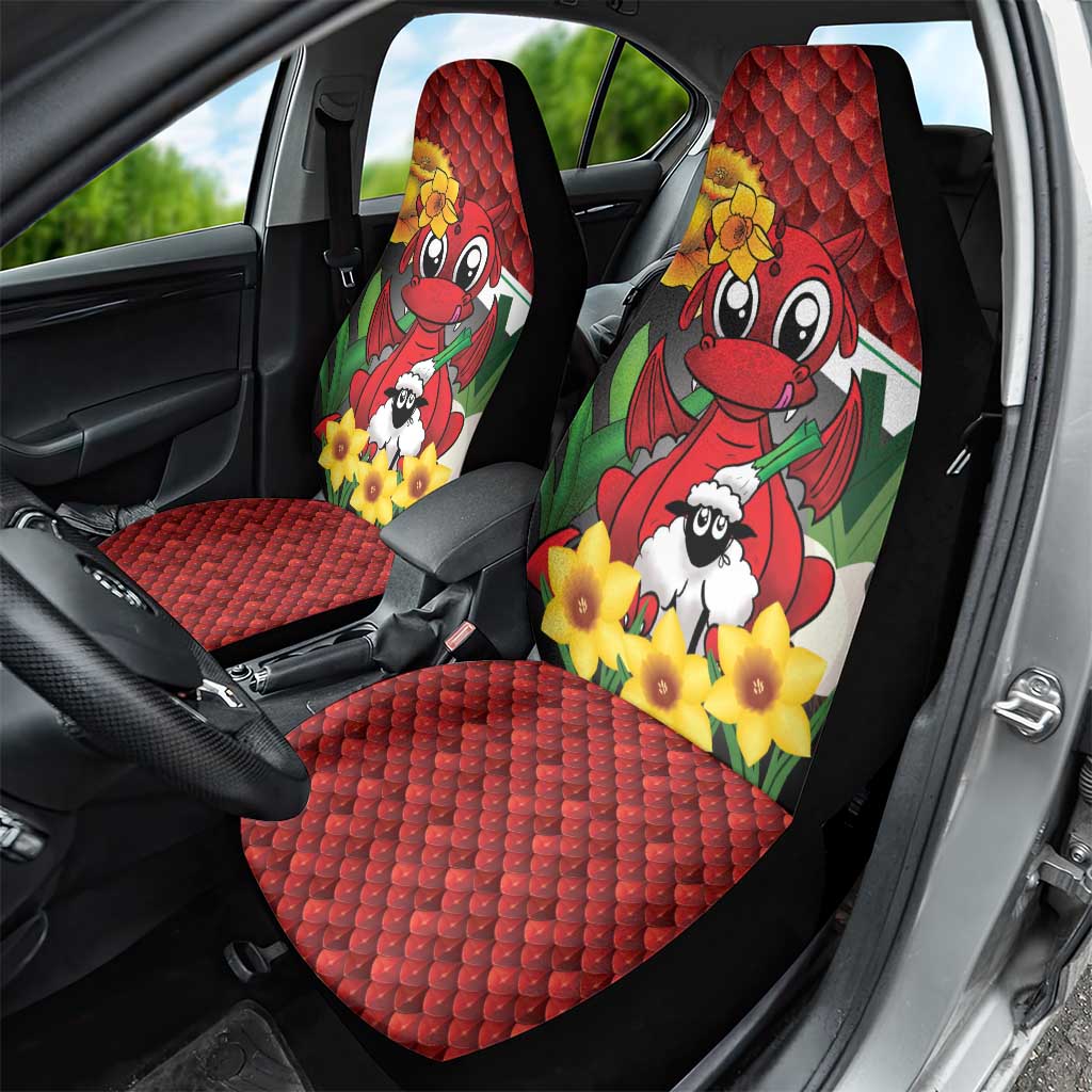Saint David's Day Car Seat Cover Red Welsh Dragon Daffodil Sheep Leak - Wonder Print Shop