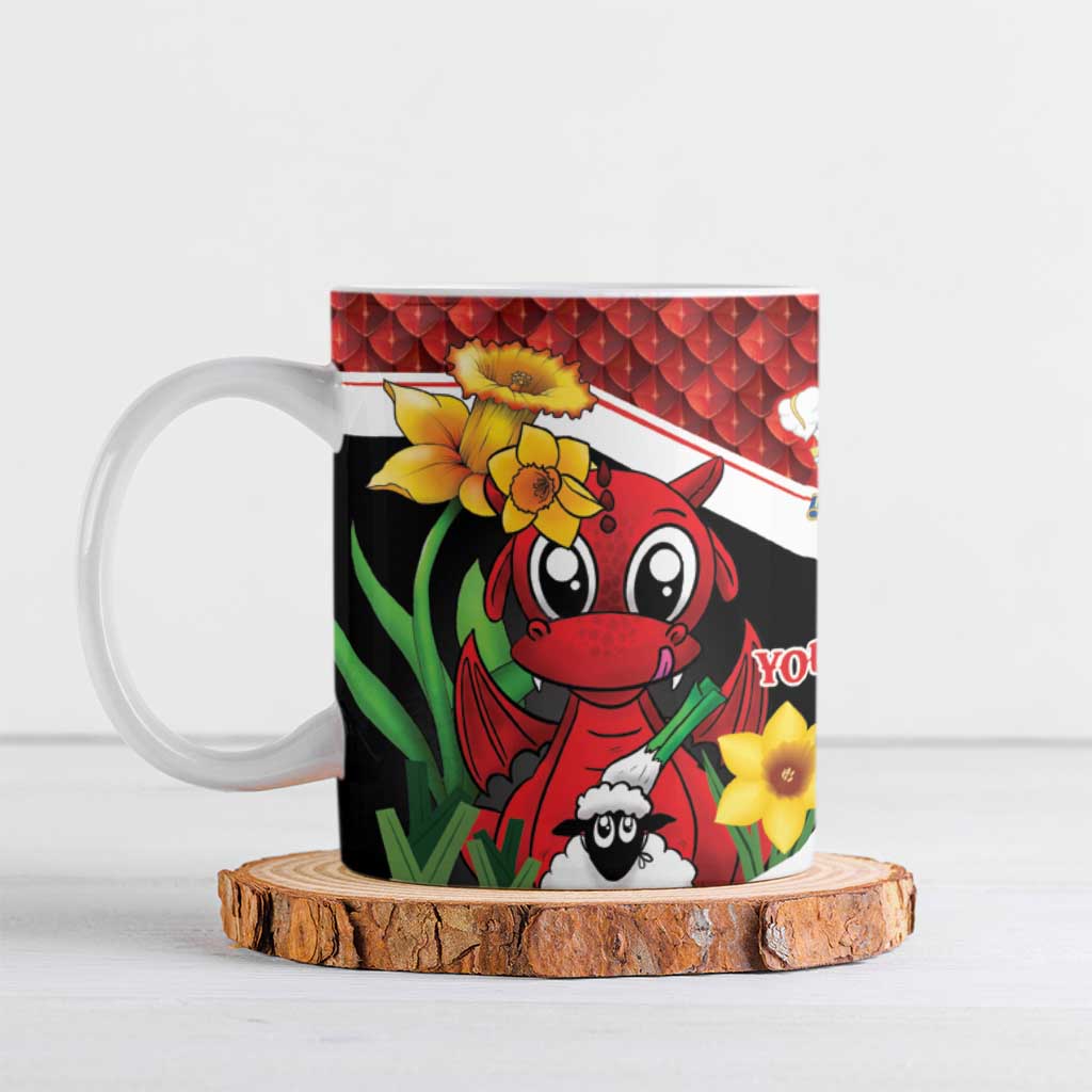 Saint David's Day Personalized Ceramic Mug Red Welsh Dragon Daffodil Sheep Leak - Wonder Print Shop
