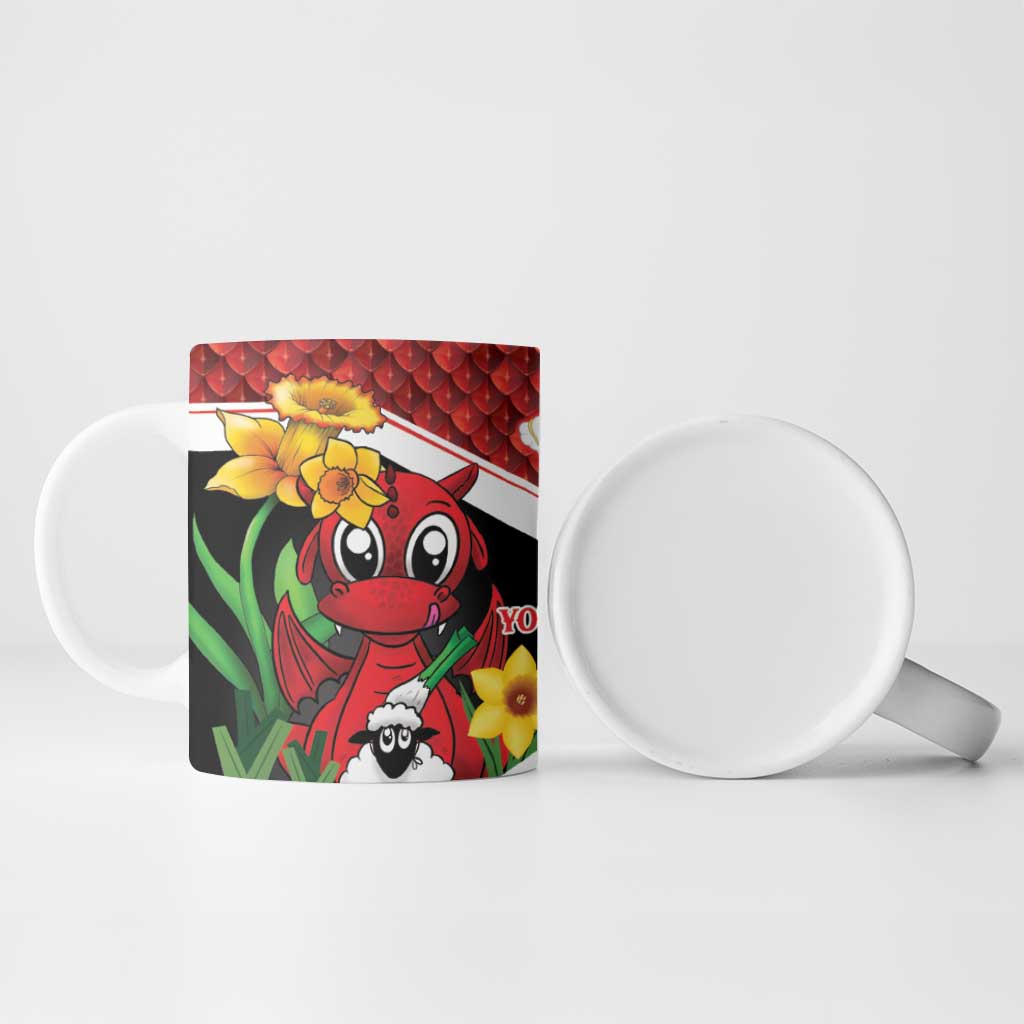 Saint David's Day Personalized Ceramic Mug Red Welsh Dragon Daffodil Sheep Leak - Wonder Print Shop