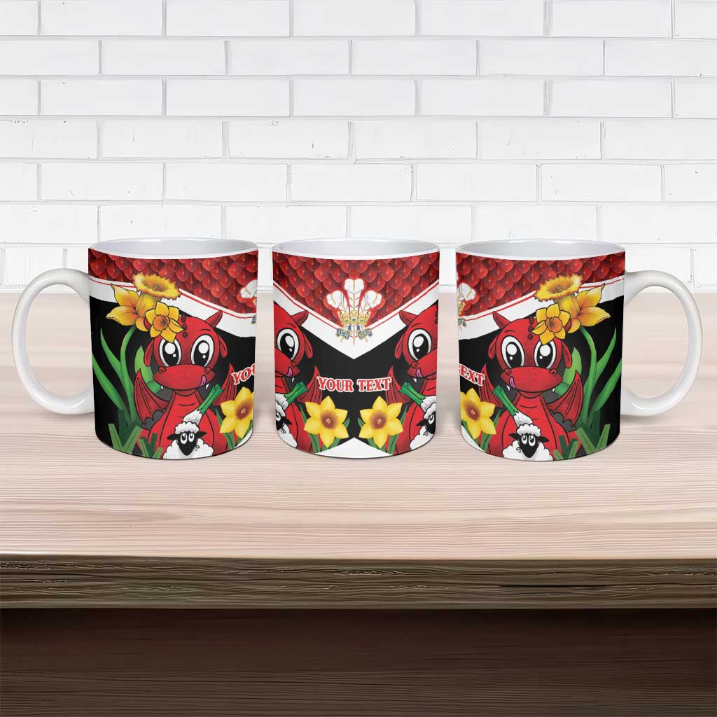 Saint David's Day Personalized Ceramic Mug Red Welsh Dragon Daffodil Sheep Leak - Wonder Print Shop