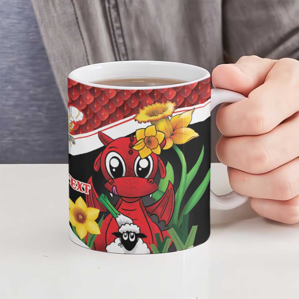Saint David's Day Personalized Ceramic Mug Red Welsh Dragon Daffodil Sheep Leak - Wonder Print Shop
