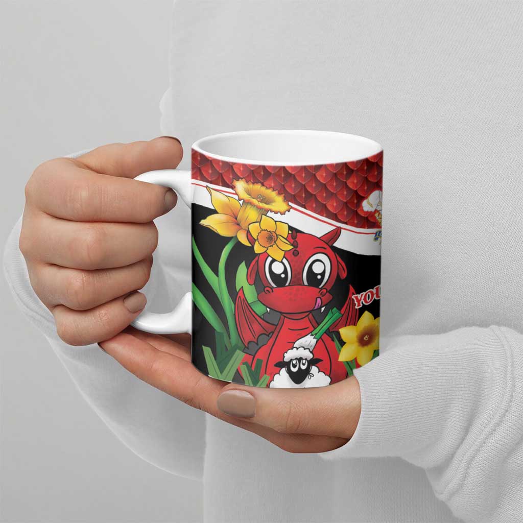 Saint David's Day Personalized Ceramic Mug Red Welsh Dragon Daffodil Sheep Leak - Wonder Print Shop