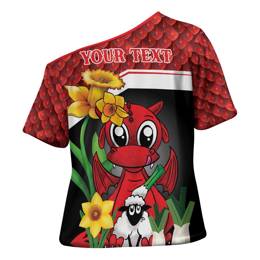 Saint David's Day Personalized Cross Shoulder Shirt Red Welsh Dragon Daffodil Sheep Leak - Wonder Print Shop