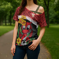 Saint David's Day Personalized Cross Shoulder Shirt Red Welsh Dragon Daffodil Sheep Leak - Wonder Print Shop