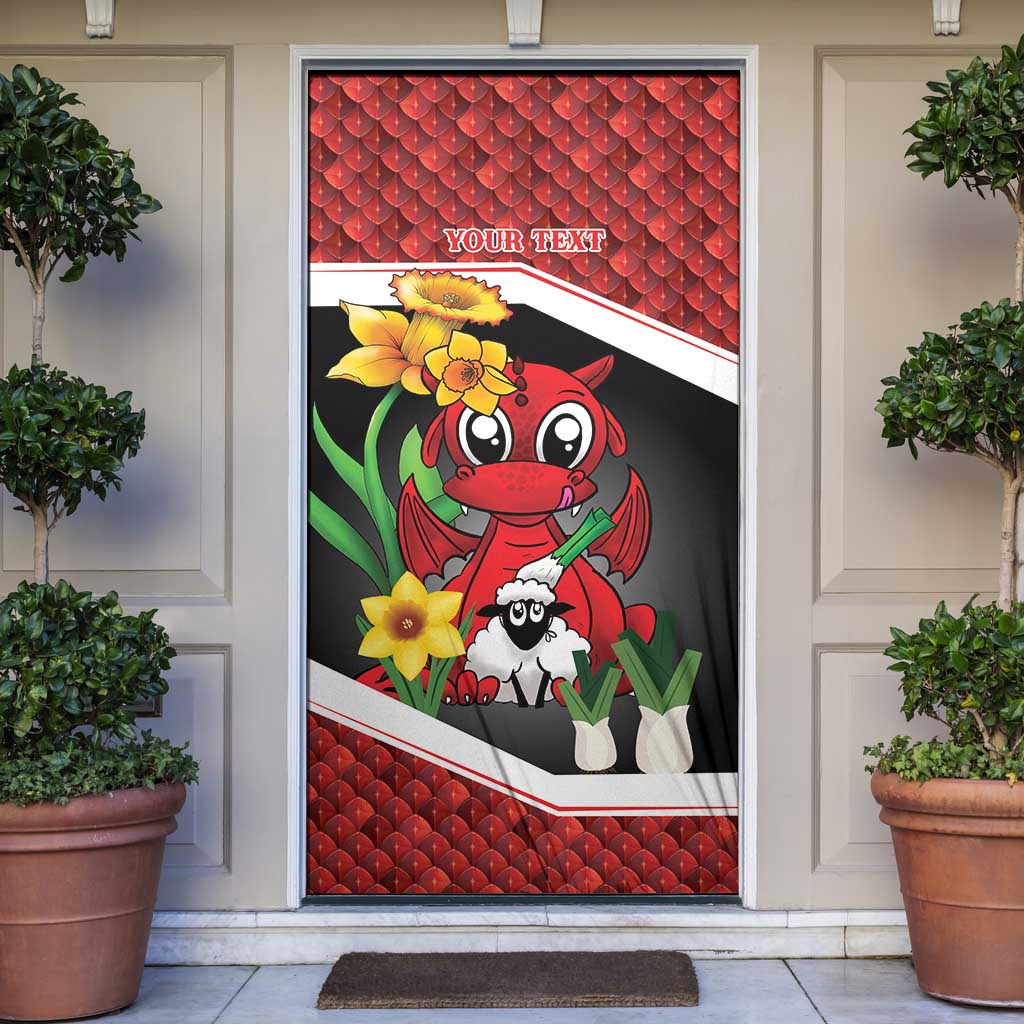 Saint David's Day Personalized Door Cover Red Welsh Dragon Daffodil Sheep Leak - Wonder Print Shop