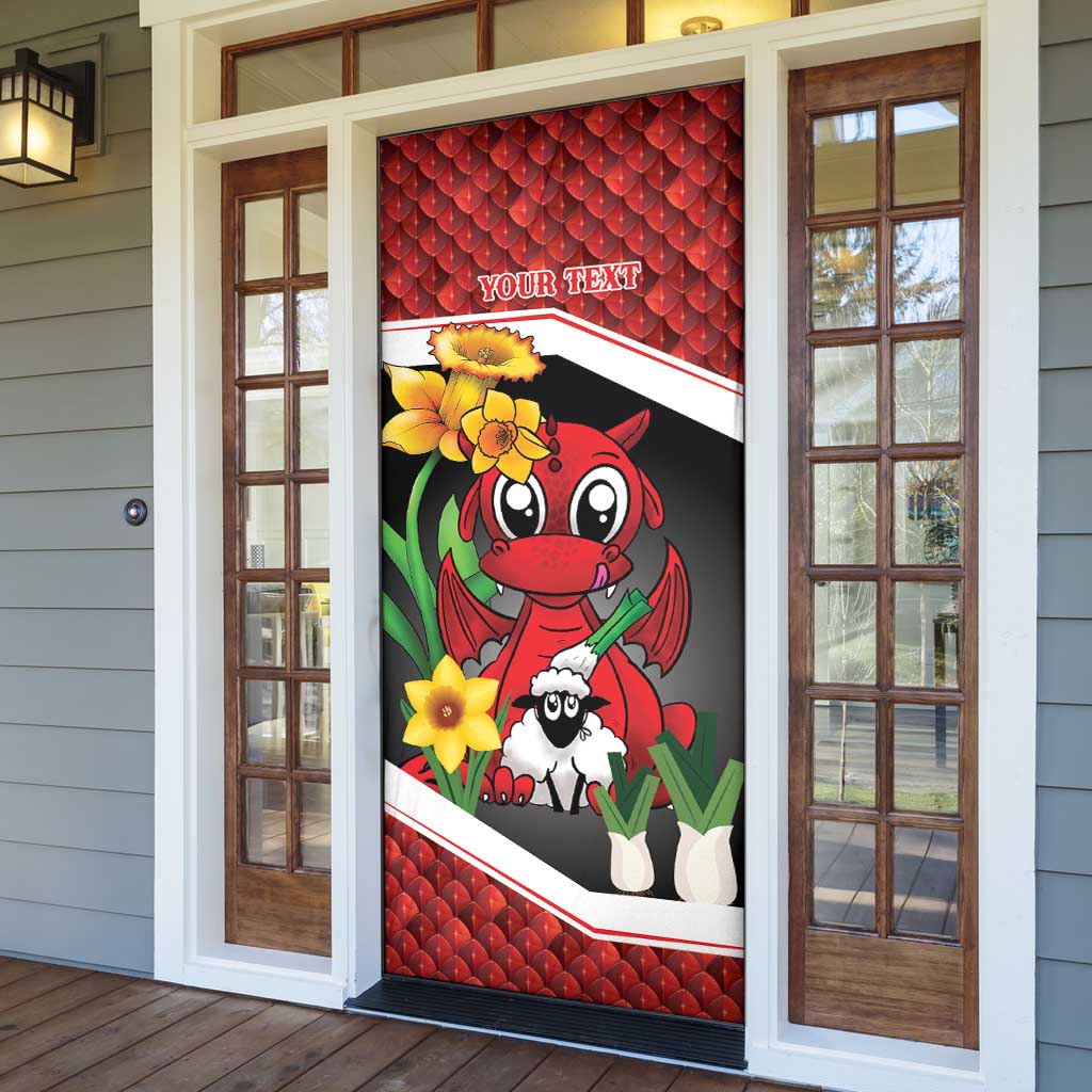 Saint David's Day Personalized Door Cover Red Welsh Dragon Daffodil Sheep Leak - Wonder Print Shop