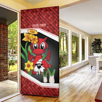 Saint David's Day Personalized Door Cover Red Welsh Dragon Daffodil Sheep Leak - Wonder Print Shop