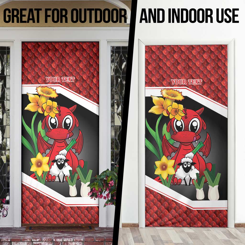 Saint David's Day Personalized Door Cover Red Welsh Dragon Daffodil Sheep Leak - Wonder Print Shop