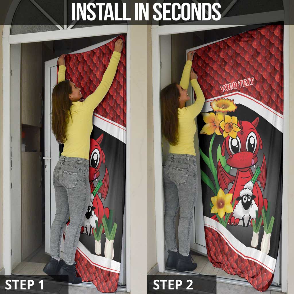 Saint David's Day Personalized Door Cover Red Welsh Dragon Daffodil Sheep Leak - Wonder Print Shop