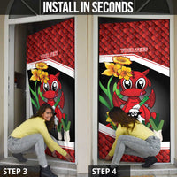 Saint David's Day Personalized Door Cover Red Welsh Dragon Daffodil Sheep Leak - Wonder Print Shop