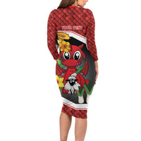 Saint David's Day Personalized Family Matching Long Sleeve Bodycon Dress and Hawaiian Shirt Red Welsh Dragon Daffodil Sheep Leak - Wonder Print Shop
