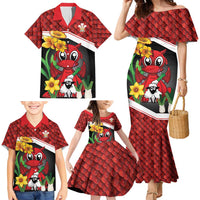 Saint David's Day Personalized Family Matching Mermaid Dress and Hawaiian Shirt Red Welsh Dragon Daffodil Sheep Leak - Wonder Print Shop