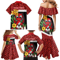 Saint David's Day Personalized Family Matching Mermaid Dress and Hawaiian Shirt Red Welsh Dragon Daffodil Sheep Leak - Wonder Print Shop