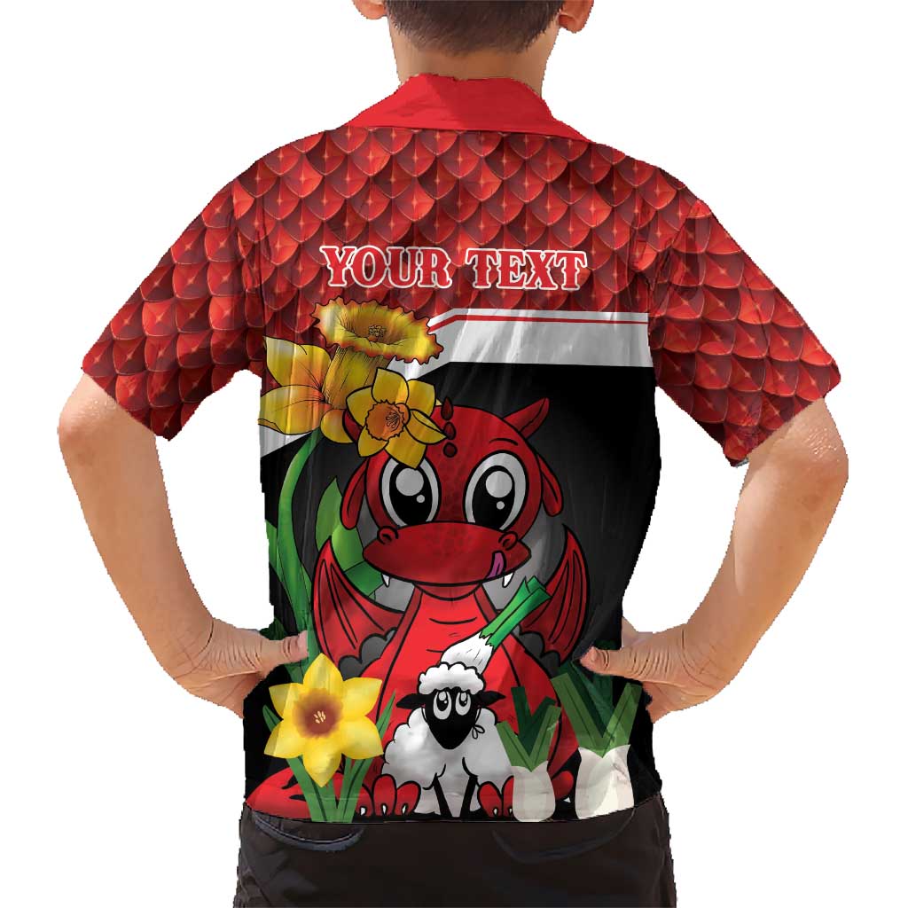 Saint David's Day Personalized Family Matching Off Shoulder Maxi Dress and Hawaiian Shirt Red Welsh Dragon Daffodil Sheep Leak - Wonder Print Shop
