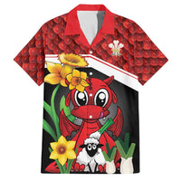 Saint David's Day Personalized Family Matching Off Shoulder Maxi Dress and Hawaiian Shirt Red Welsh Dragon Daffodil Sheep Leak - Wonder Print Shop