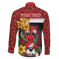 Saint David's Day Personalized Family Matching Off Shoulder Maxi Dress and Hawaiian Shirt Red Welsh Dragon Daffodil Sheep Leak - Wonder Print Shop