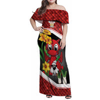 Saint David's Day Personalized Family Matching Off Shoulder Maxi Dress and Hawaiian Shirt Red Welsh Dragon Daffodil Sheep Leak - Wonder Print Shop