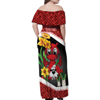 Saint David's Day Personalized Family Matching Off Shoulder Maxi Dress and Hawaiian Shirt Red Welsh Dragon Daffodil Sheep Leak - Wonder Print Shop