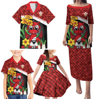 Saint David's Day Personalized Family Matching Puletasi and Hawaiian Shirt Red Welsh Dragon Daffodil Sheep Leak - Wonder Print Shop
