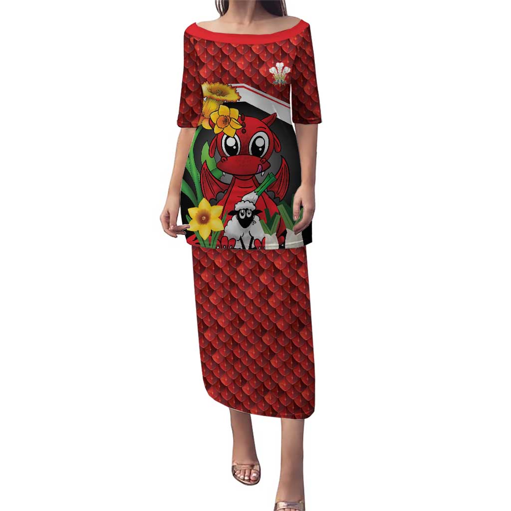 Saint David's Day Personalized Family Matching Puletasi and Hawaiian Shirt Red Welsh Dragon Daffodil Sheep Leak - Wonder Print Shop