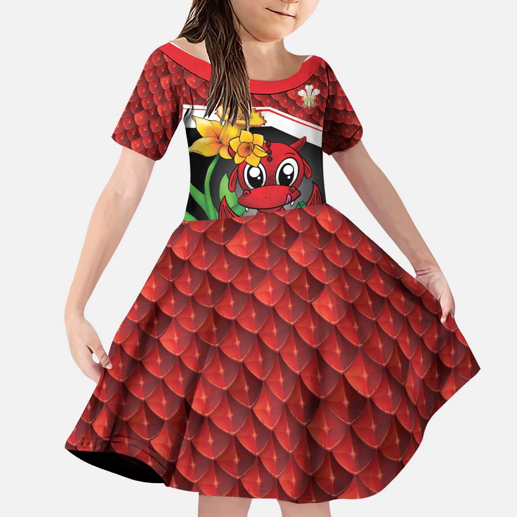 Saint David's Day Personalized Family Matching Short Sleeve Bodycon Dress and Hawaiian Shirt Red Welsh Dragon Daffodil Sheep Leak - Wonder Print Shop