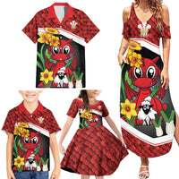 Saint David's Day Personalized Family Matching Summer Maxi Dress and Hawaiian Shirt Red Welsh Dragon Daffodil Sheep Leak - Wonder Print Shop