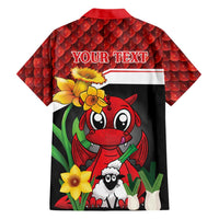 Saint David's Day Personalized Family Matching Summer Maxi Dress and Hawaiian Shirt Red Welsh Dragon Daffodil Sheep Leak - Wonder Print Shop