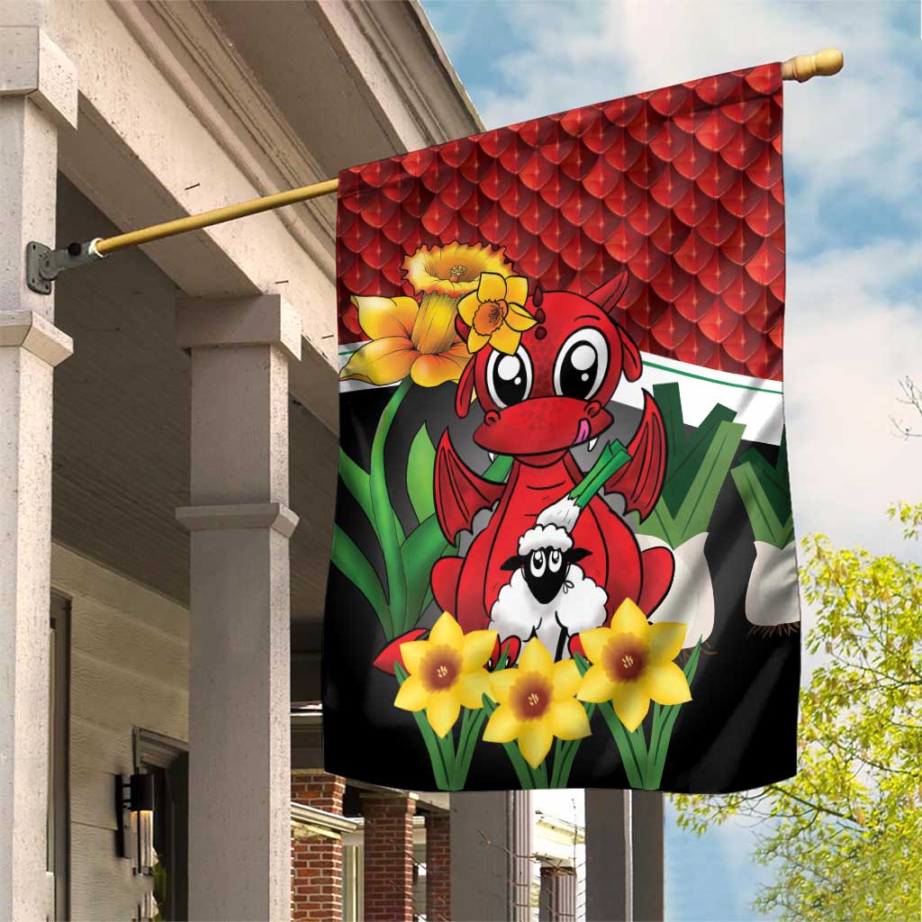 Saint David's Day Garden Flag Red Welsh Dragon Daffodil Sheep Leak - Wonder Print Shop