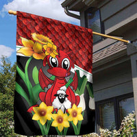 Saint David's Day Garden Flag Red Welsh Dragon Daffodil Sheep Leak - Wonder Print Shop