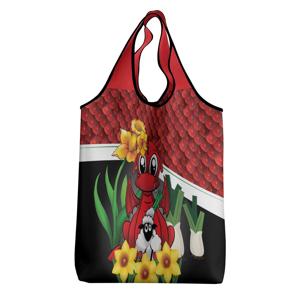 Saint David's Day Grocery Bag Red Welsh Dragon Daffodil Sheep Leak - Wonder Print Shop