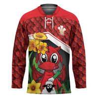 Saint David's Day Personalized Hockey Jersey Red Welsh Dragon Daffodil Sheep Leak - Wonder Print Shop
