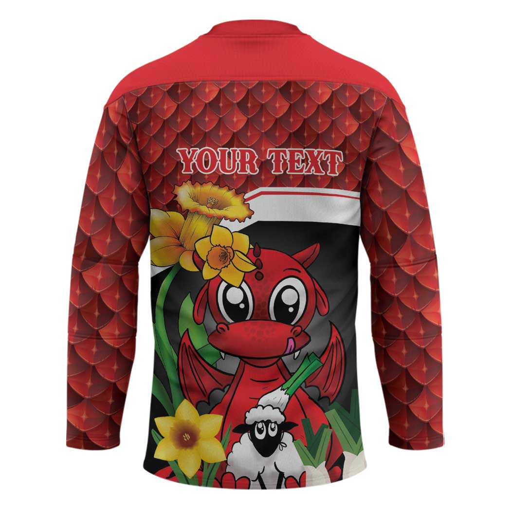 Saint David's Day Personalized Hockey Jersey Red Welsh Dragon Daffodil Sheep Leak - Wonder Print Shop
