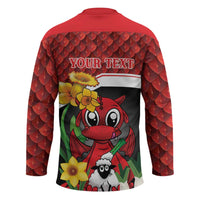 Saint David's Day Personalized Hockey Jersey Red Welsh Dragon Daffodil Sheep Leak - Wonder Print Shop