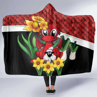Saint David's Day Hooded Blanket Red Welsh Dragon Daffodil Sheep Leak - Wonder Print Shop