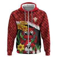 Saint David's Day Personalized Hoodie Red Welsh Dragon Daffodil Sheep Leak - Wonder Print Shop