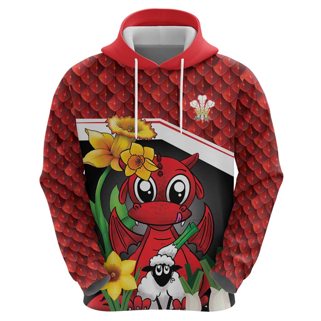 Saint David's Day Personalized Hoodie Red Welsh Dragon Daffodil Sheep Leak - Wonder Print Shop