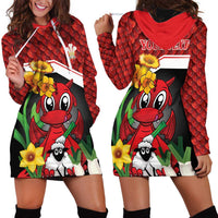 Saint David's Day Personalized Hoodie Dress Red Welsh Dragon Daffodil Sheep Leak - Wonder Print Shop