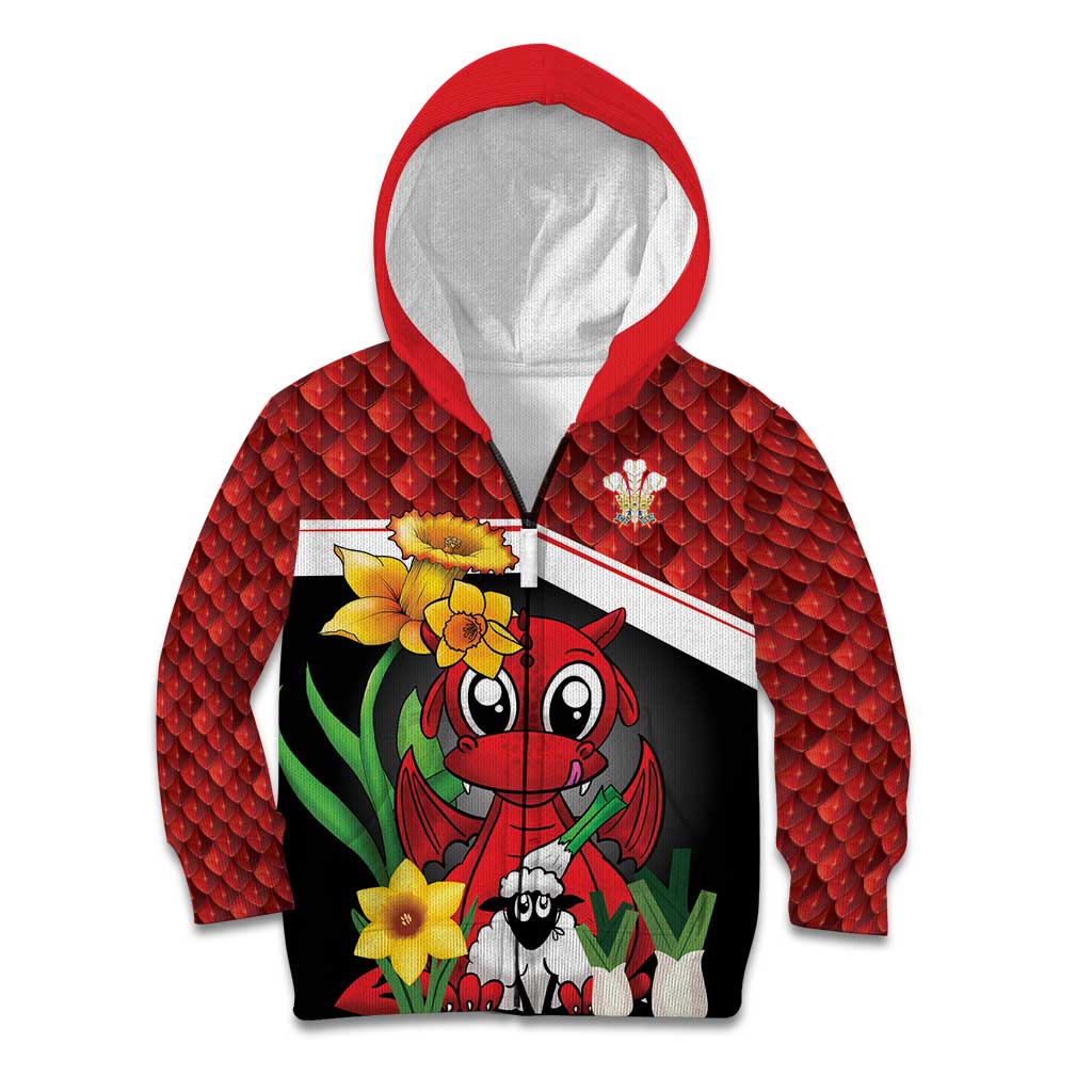 Saint David's Day Personalized Kid Hoodie Red Welsh Dragon Daffodil Sheep Leak - Wonder Print Shop