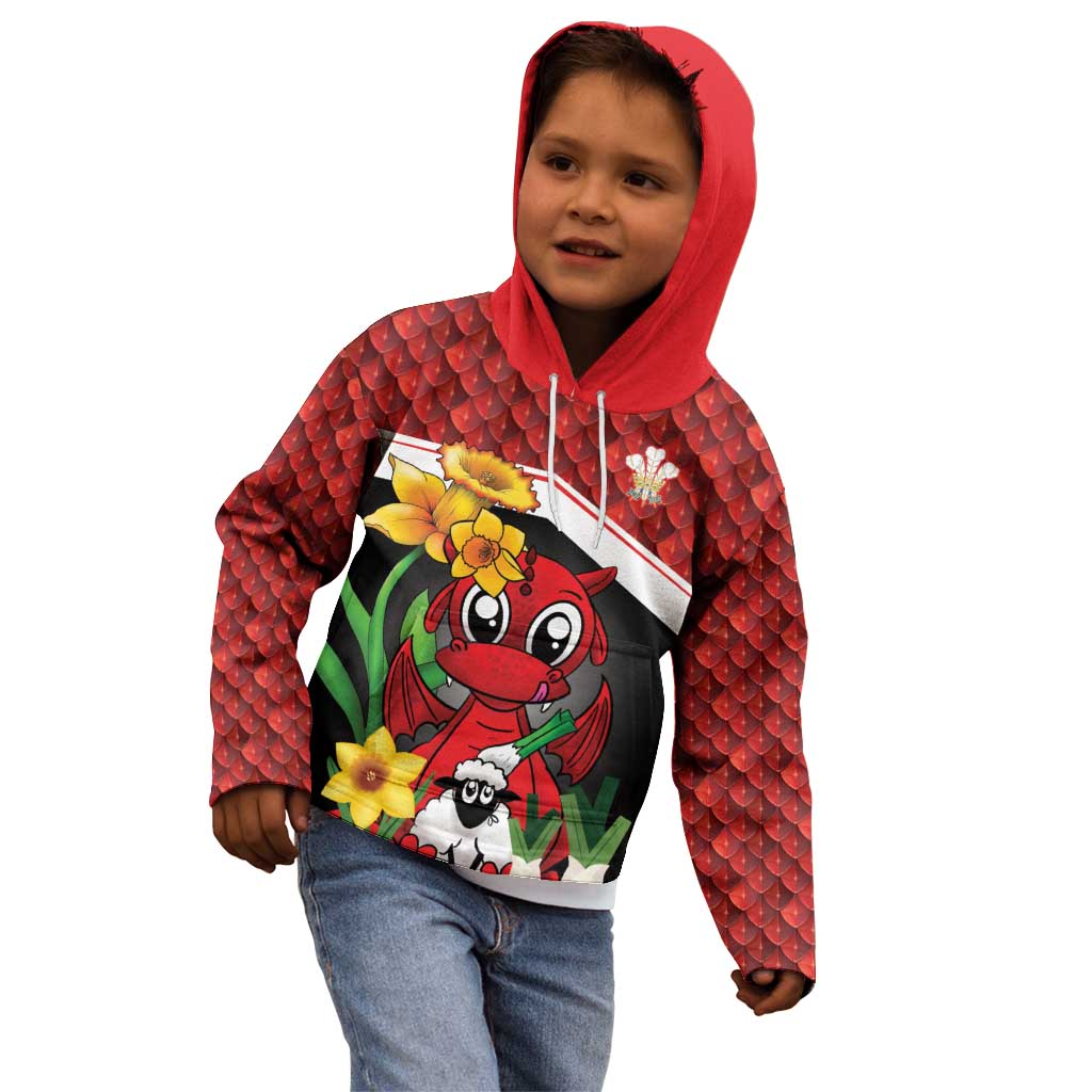 Saint David's Day Personalized Kid Hoodie Red Welsh Dragon Daffodil Sheep Leak - Wonder Print Shop