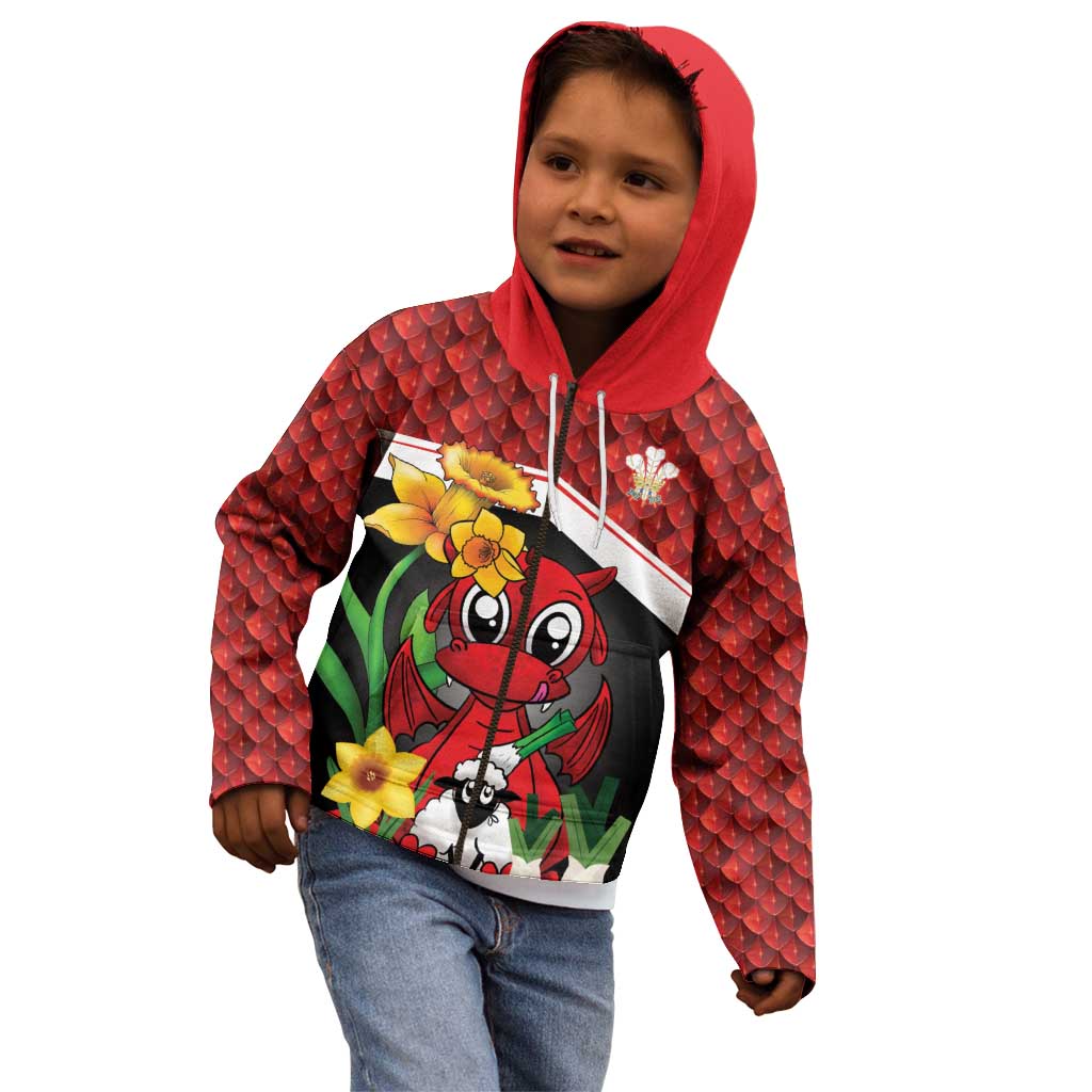 Saint David's Day Personalized Kid Hoodie Red Welsh Dragon Daffodil Sheep Leak - Wonder Print Shop