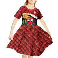 Saint David's Day Personalized Kid Short Sleeve Dress Red Welsh Dragon Daffodil Sheep Leak - Wonder Print Shop
