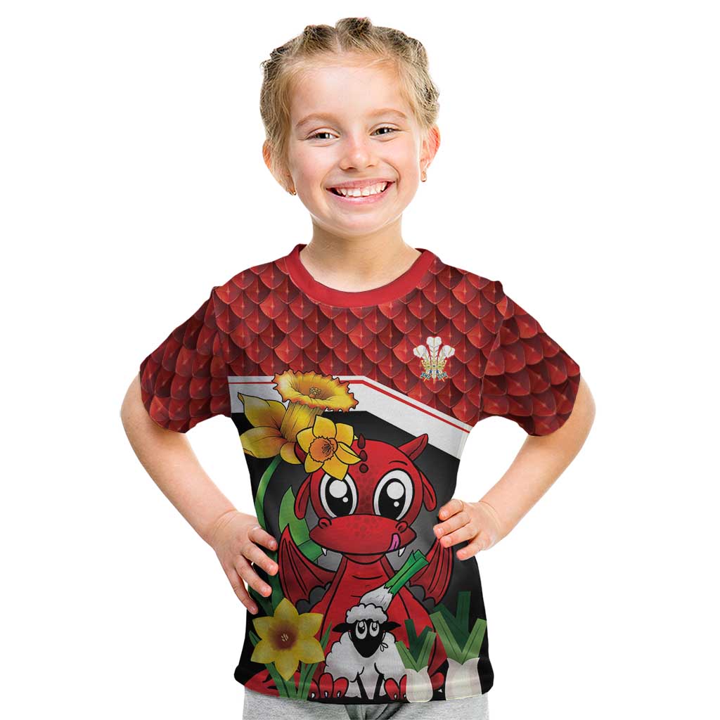 Saint David's Day Personalized Kid T Shirt Red Welsh Dragon Daffodil Sheep Leak - Wonder Print Shop