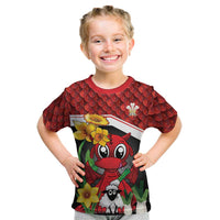 Saint David's Day Personalized Kid T Shirt Red Welsh Dragon Daffodil Sheep Leak - Wonder Print Shop