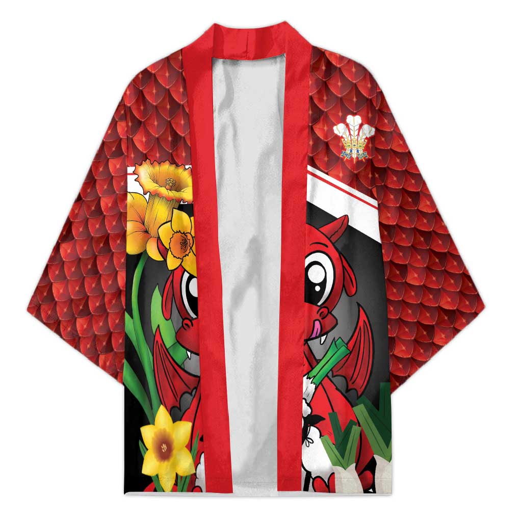 Saint David's Day Personalized Kimono Red Welsh Dragon Daffodil Sheep Leak - Wonder Print Shop