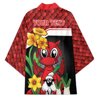 Saint David's Day Personalized Kimono Red Welsh Dragon Daffodil Sheep Leak - Wonder Print Shop