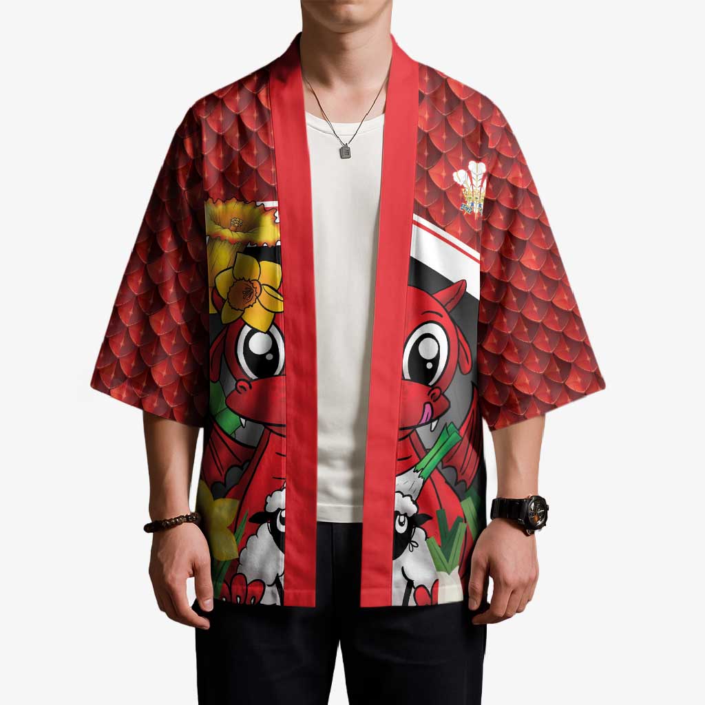 Saint David's Day Personalized Kimono Red Welsh Dragon Daffodil Sheep Leak - Wonder Print Shop