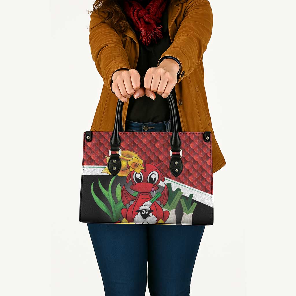 Saint David's Day Leather Bag Red Welsh Dragon Daffodil Sheep Leak - Wonder Print Shop