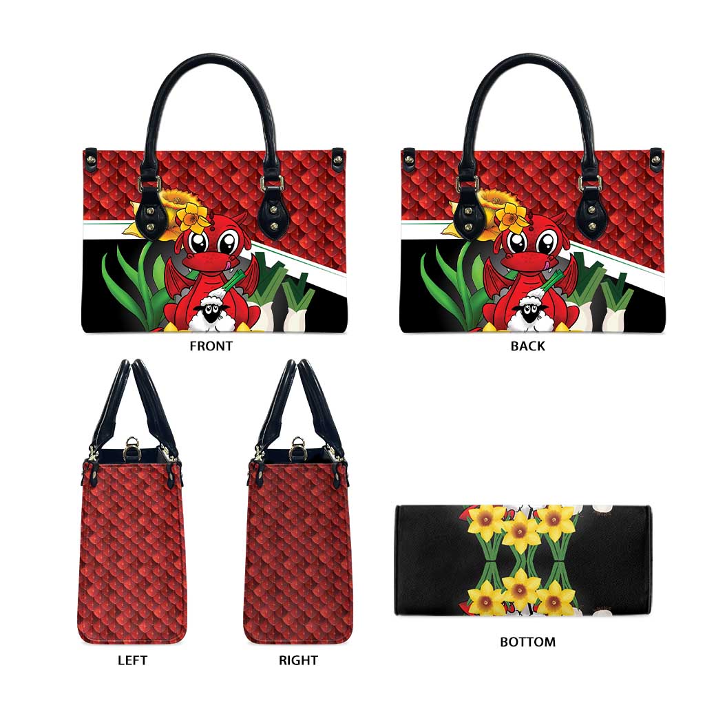 Saint David's Day Leather Bag Red Welsh Dragon Daffodil Sheep Leak - Wonder Print Shop