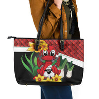 Saint David's Day Leather Tote Bag Red Welsh Dragon Daffodil Sheep Leak - Wonder Print Shop