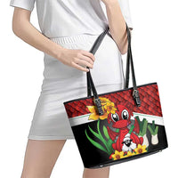Saint David's Day Leather Tote Bag Red Welsh Dragon Daffodil Sheep Leak - Wonder Print Shop